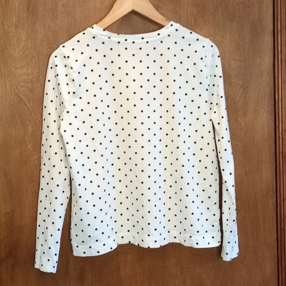 LOFT Black & White Polka Dot Long Sleeve Tee Size L - Picture 3 of 5